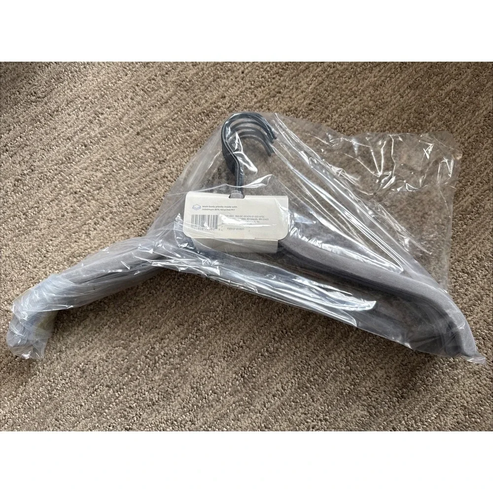 BRIGHTROOM 10 Non-Slip Gray Flocked Velvet Shirt Hangers, w/ Black Hook‎ NEW